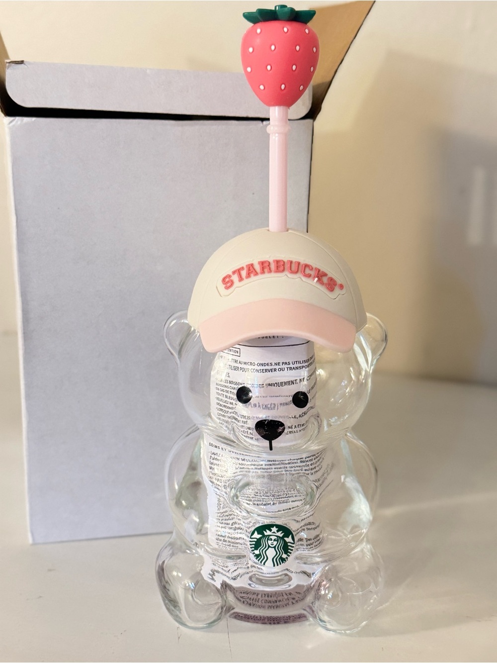 Starbucks Pink Strawberry Bear Sipper Bottle